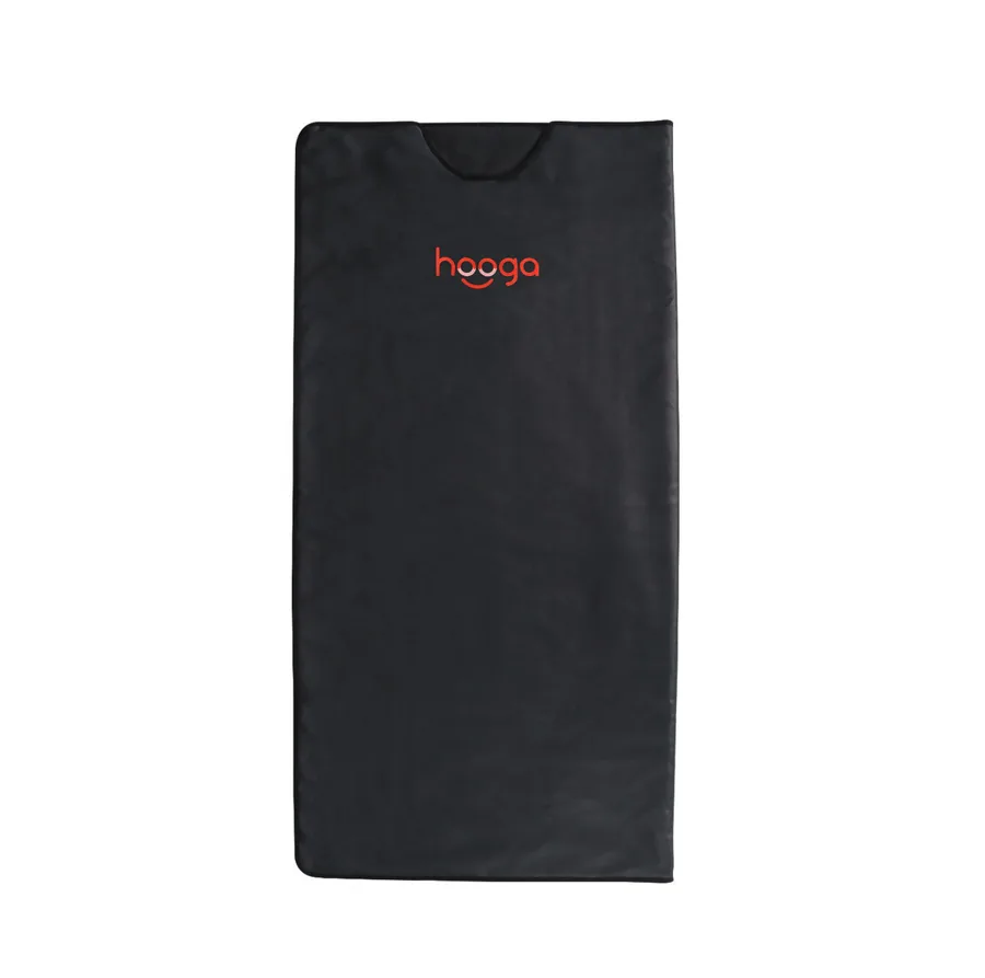 The Hooga Infrared Sauna Blanket, a black infrared sauna blanket with a wired digital controller.