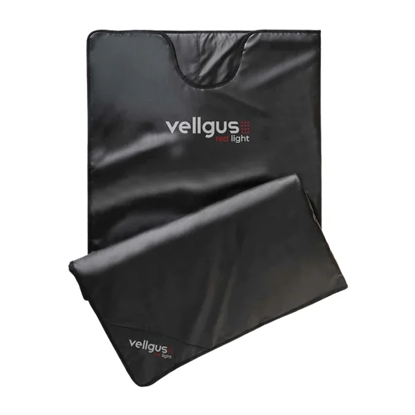 The Vellgus Infrared Sauna Blanket, a black zippered infrared sauna blanket.